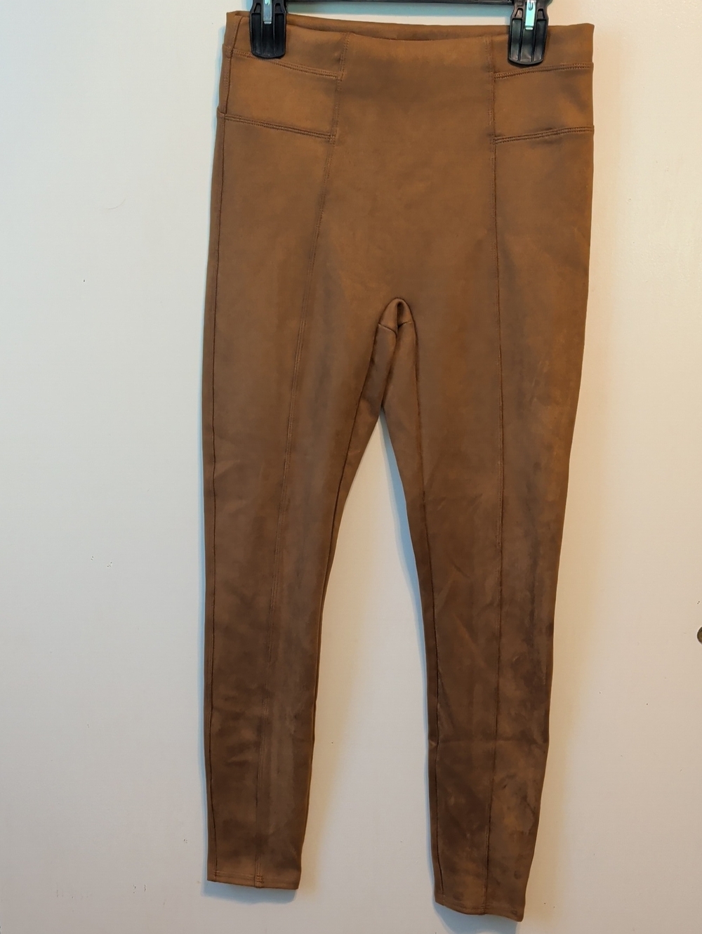 SPANX Brown Faux Suede Leather Leggings with Red Tag Pants Medium Soft